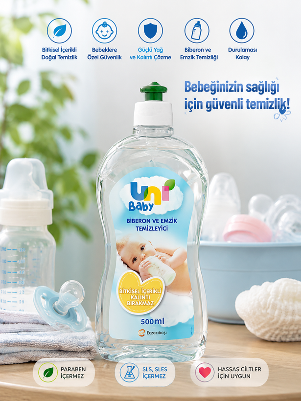 مایع شستشوی شیشه شیر و پستانک یونی بیبی Uni Baby ۵۰۰ میلیلیتر