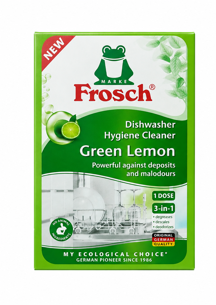 جرم‌گیر و شوینده بهداشتی ماشین ظرفشویی فروش frosch  لیمو سبز ۱ دوز