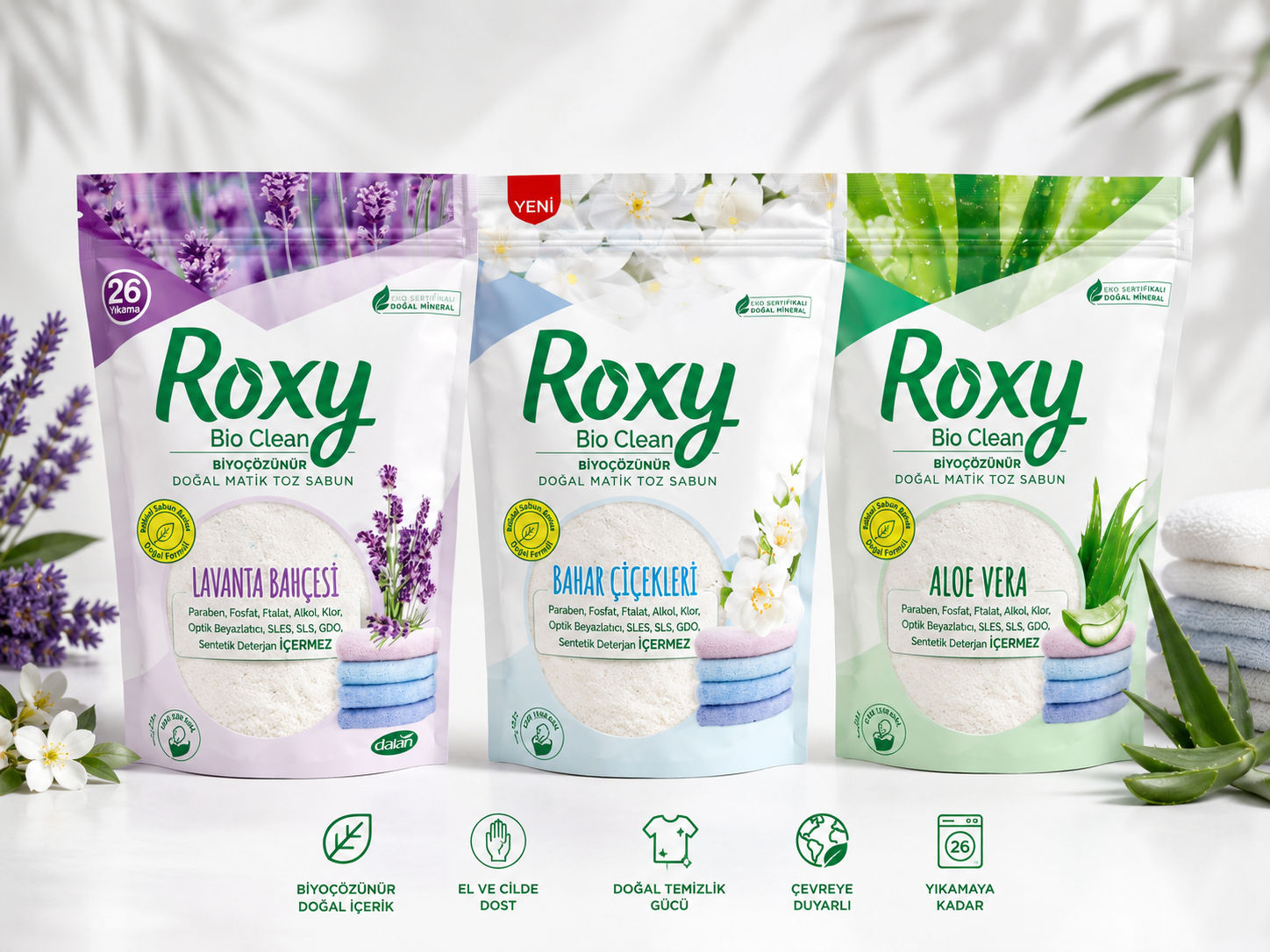 پودر صابون گیاهی روکسی | شوینده لباس و پاک‌کننده ملایم roxy
