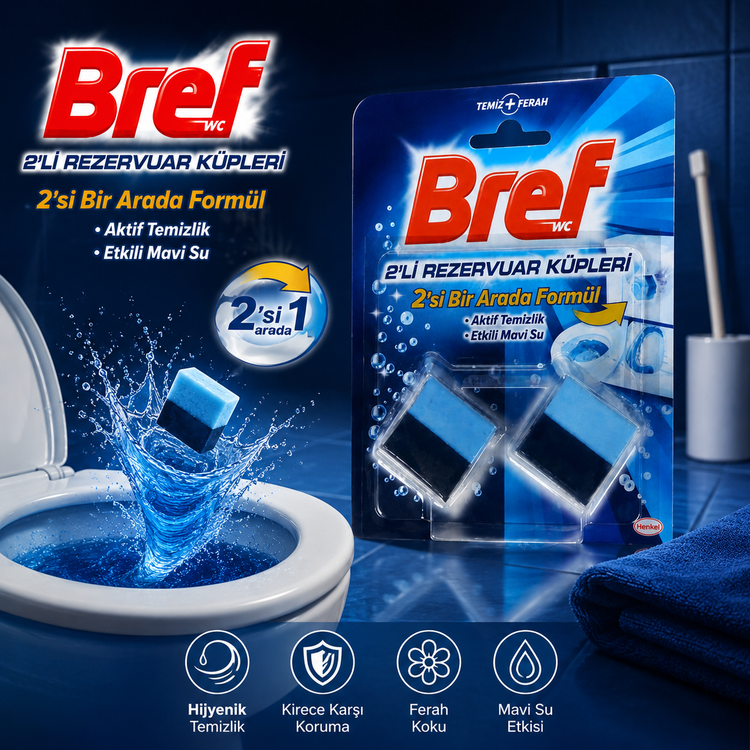 قرص توالت فرنگی Bref Anti-Clogging Duo-Cubes رایحه اقیانوس