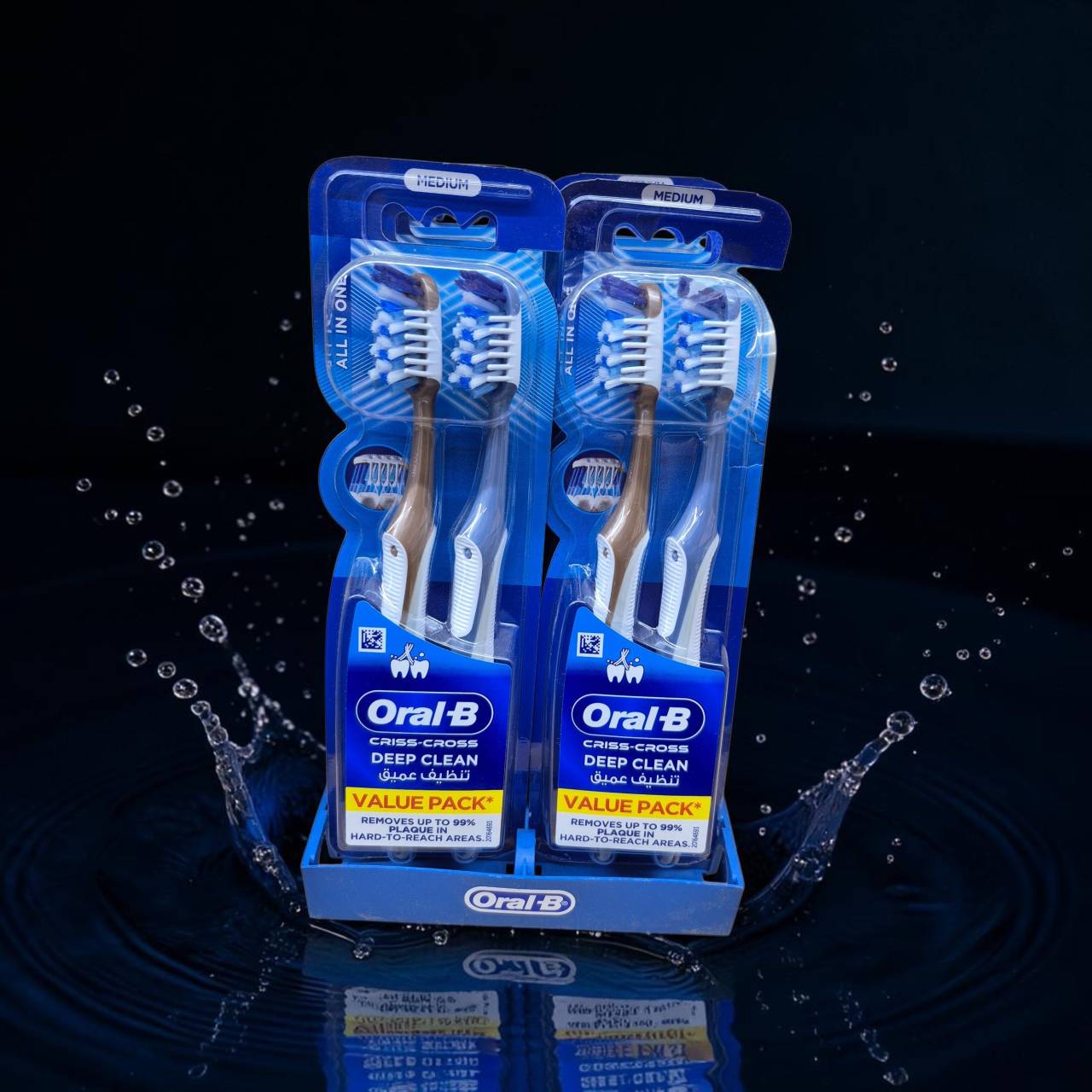 مسواک اورال بی Criss Cross Deep Clean – برس متوسط، بسته ۲ عددی
