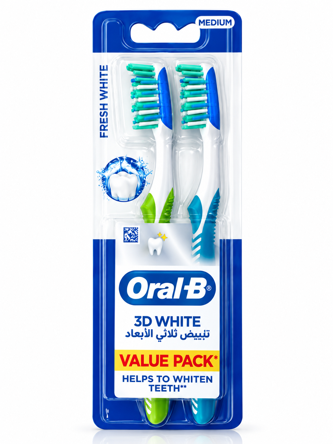 مسواک اورال-بی 3D وایت مدل Fresh White (بسته ۲ عددی) ایرلندی
