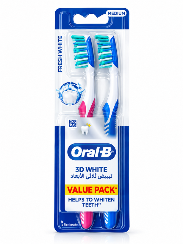 مسواک اورال-بی 3D وایت مدل Fresh White (بسته ۲ عددی) ایرلندی
