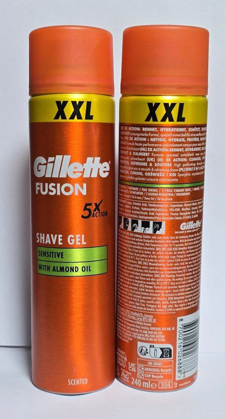 ژل اصلاح ژیلت فیوژن ۵X سایز۲۴۰ میل مخصوص پوست حساس با روغن بادام | Gillette Fusion Shave Gel