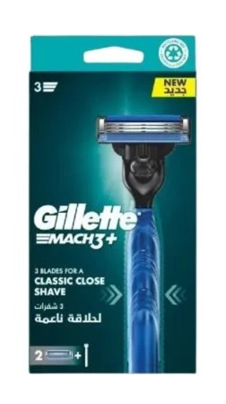 دسته اصلاح ژیلت مچ ۳ پلاس به همراه ۲ تیغ یدک | Gillette Mach3+ Razor