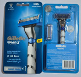 دسته اصلاح ژیلت مچ ۳ توربو با توپ سهبعدی به همراه ۲ تیغ یدک | Gillette Mach3 Turbo 3D Ball