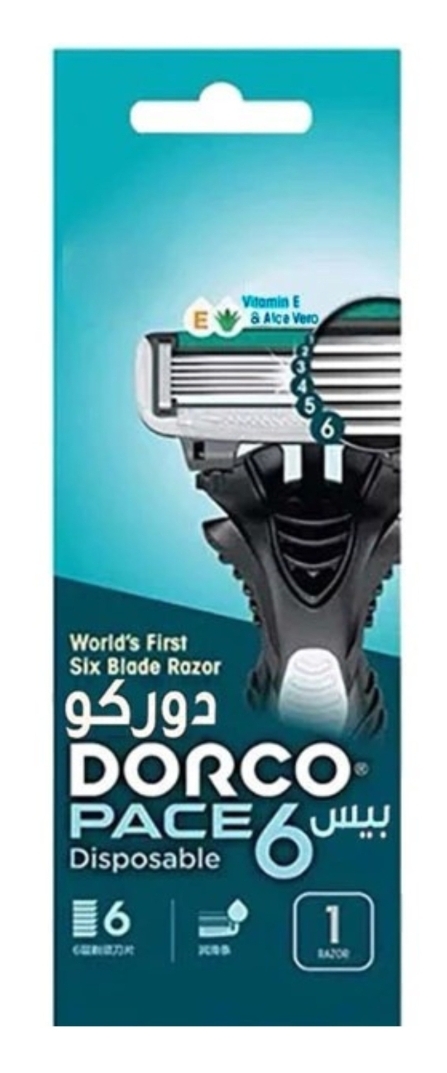 تیغ اصلاح شش‌لبه دورکو پیس ۶ همراه با ویتامین E و آلوئه‌ورا | Dorco Pace 6