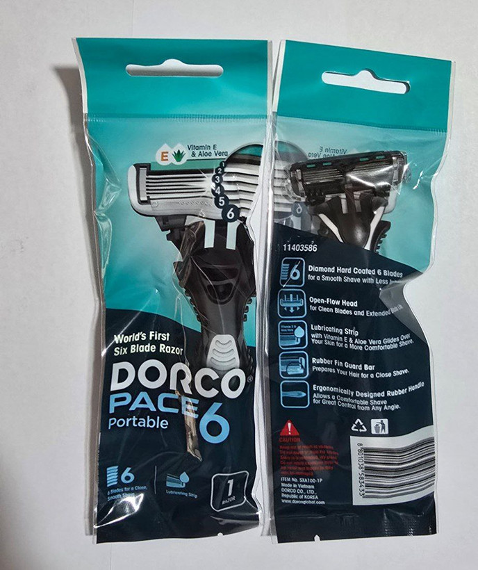 تیغ اصلاح ششلبه دورکو پیس ۶ همراه با ویتامین E و آلوئهورا | Dorco Pace 6