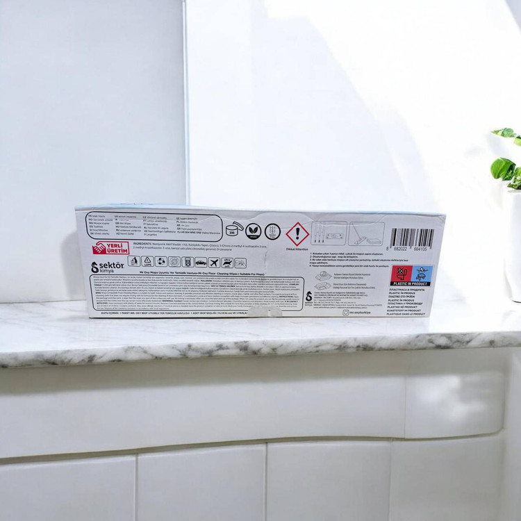 دستمال تی همراه دسته تی اوکسی Mr. OXY مدل Yer Temizlik Havlusu بسته ۵۰ عددی + هدیه تی (Mop)