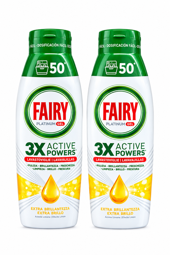 ژل ماشین ظرفشویی فیری پلاتینیوم 3X Active Powers ظرفیت ۵۰ شستشو – Fairy Platinum Gel